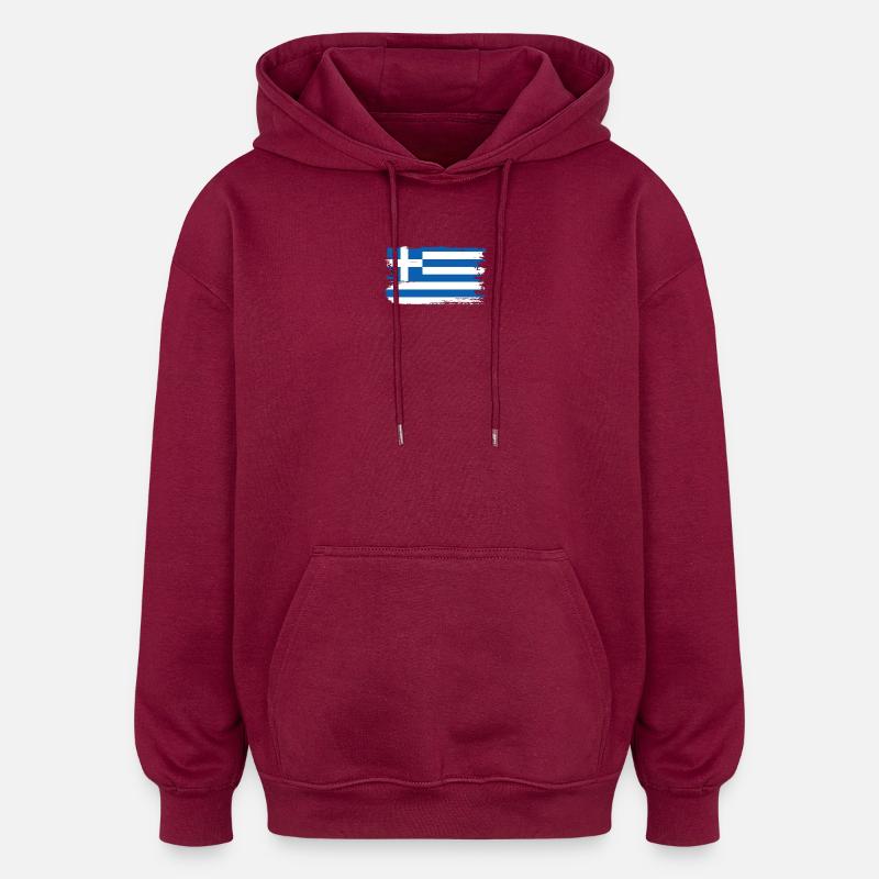 Coup de pinceau du drapeau grec - Sweat à capuche oversize unisexe - bordeaux