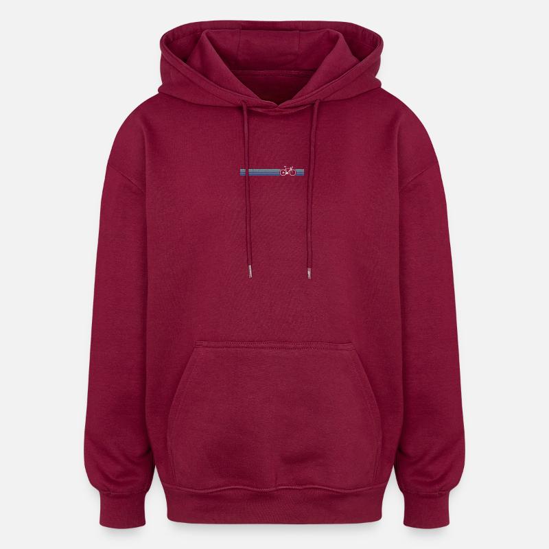 Vélo rayé imprimé rétro - Sweat à capuche oversize unisexe - bordeaux
