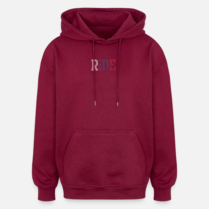 Panneaux rayés Route Rider - Sweat à capuche oversize unisexe - bordeaux
