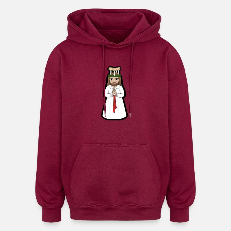 Lucian Lucas - Sweat à capuche oversize unisexe - bordeaux