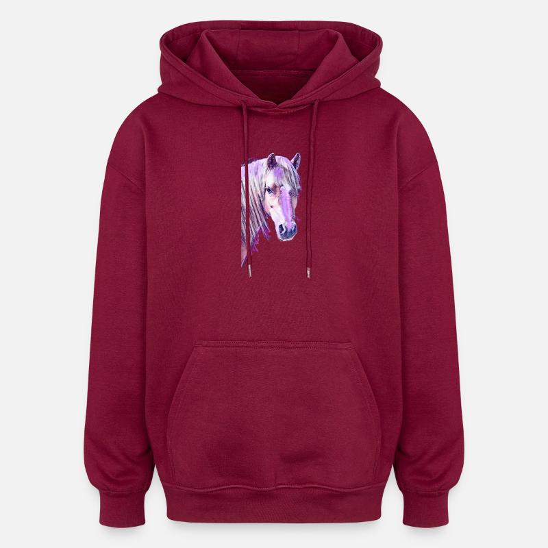 Welsh Poney - Sweat à capuche oversize unisexe - bordeaux