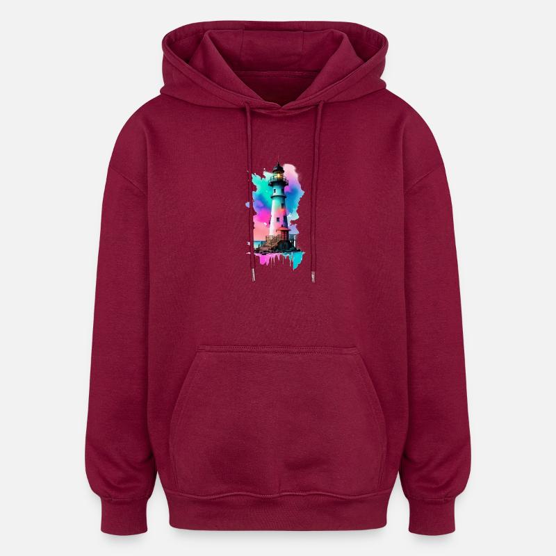 Phare - Sweat à capuche oversize unisexe - bordeaux