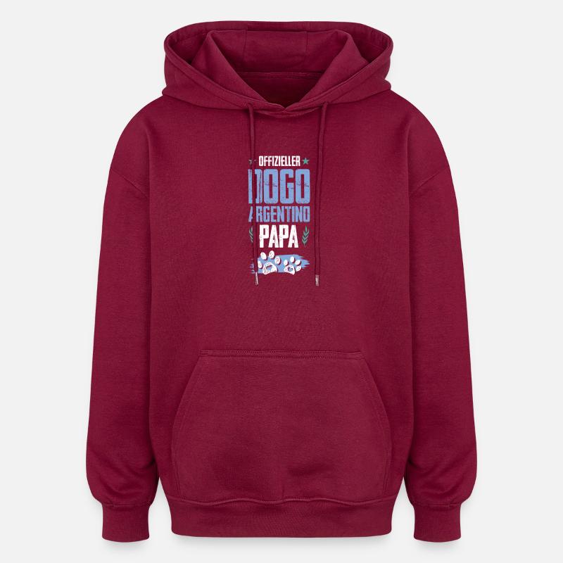 Dogue Argentino Chiens Papa - Sweat à capuche oversize unisexe - bordeaux