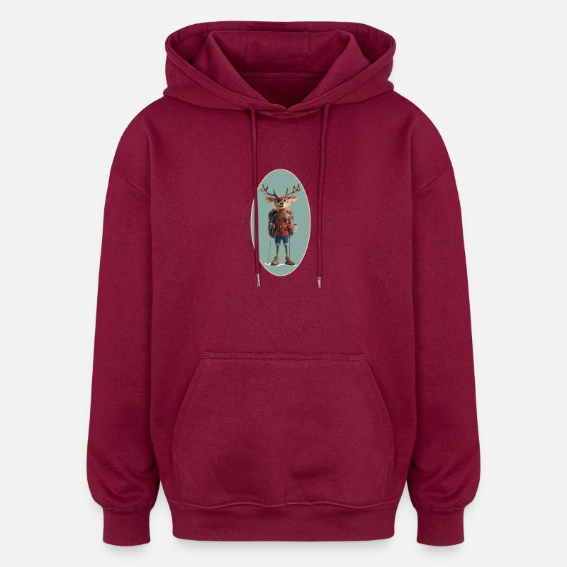 Steinbock - Oversized Unisex Hoodie - Burgunderrot