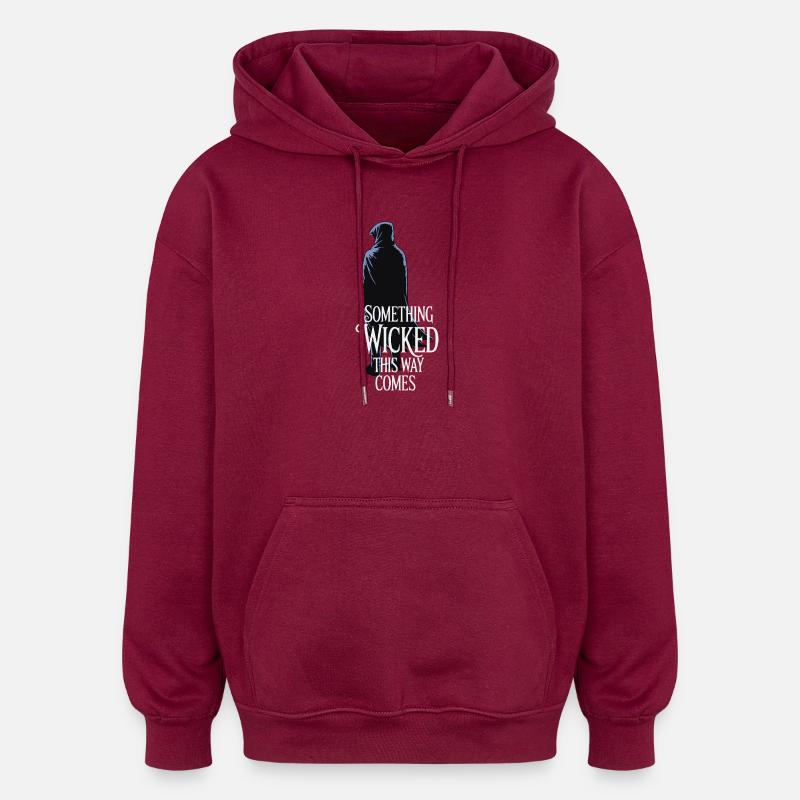 Dunkle Kapuzenfigur mit Zitat - Oversized Unisex Hoodie - Burgunderrot