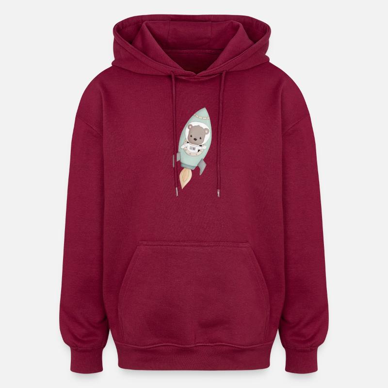 petit ours mignon en astronaute - Sweat à capuche oversize unisexe - bordeaux