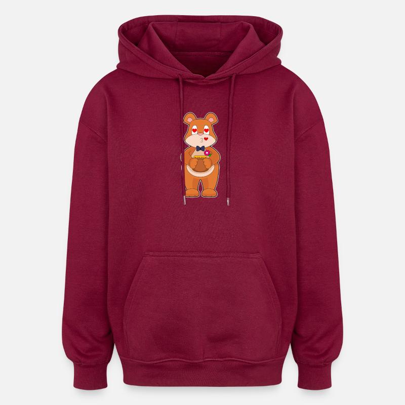 Bär Bräutigam Fliege Hochzeit - Oversized Unisex Hoodie - Burgunderrot