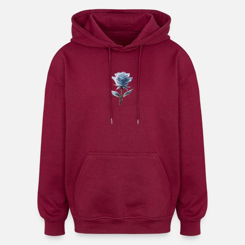 Eisrose: „Zerbrechliche Schönheit“ - Sweat à capuche oversize unisexe - bordeaux
