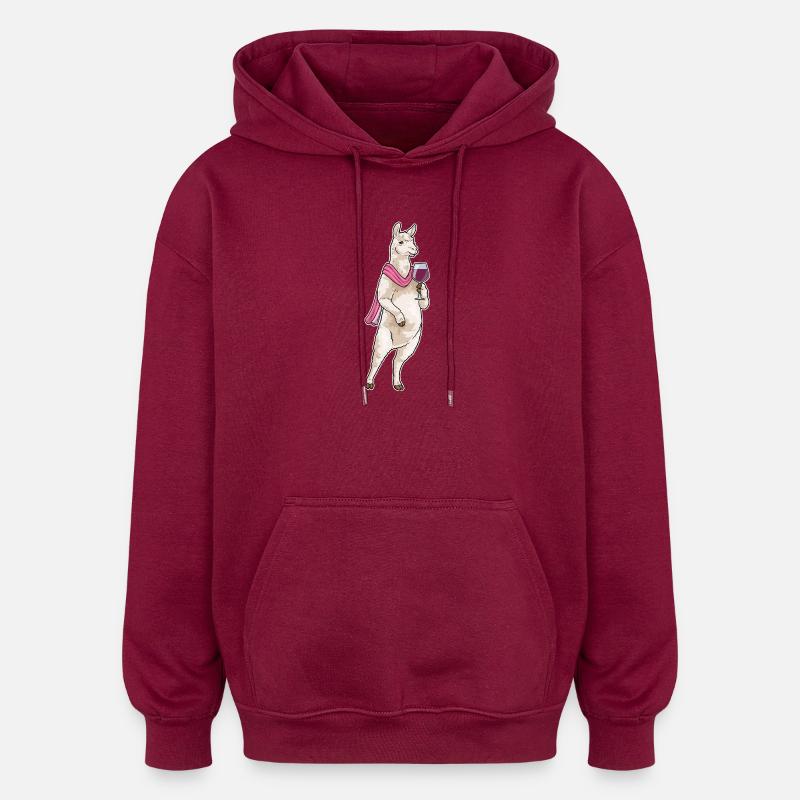 Vin rouge de lama - Sweat à capuche oversize unisexe - bordeaux