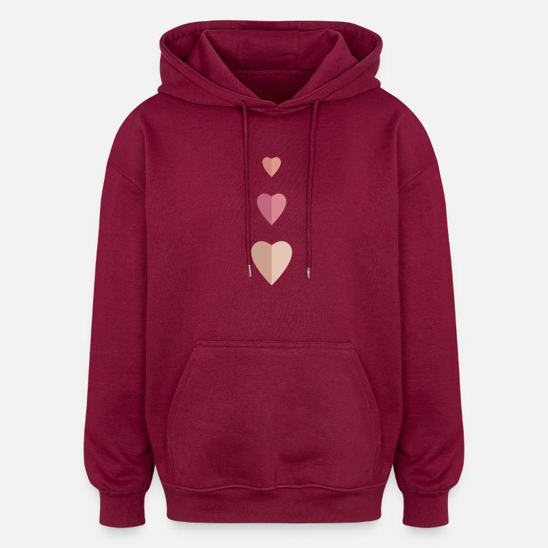 3 Coeurs - Sweat à capuche oversize unisexe - bordeaux