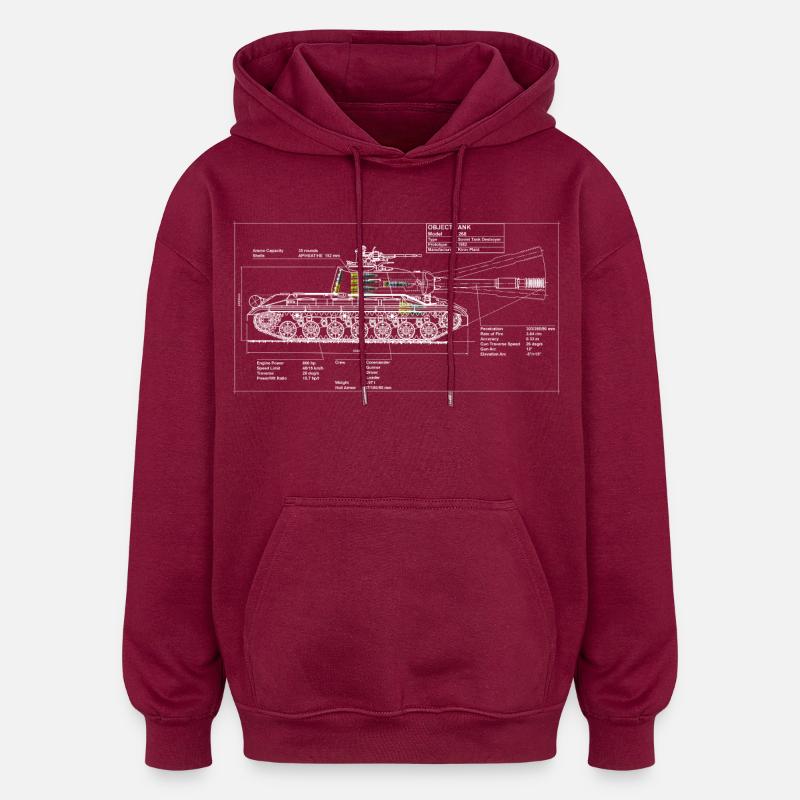 268 Objekt Bauplan - Oversized Unisex Hoodie - Burgunderrot