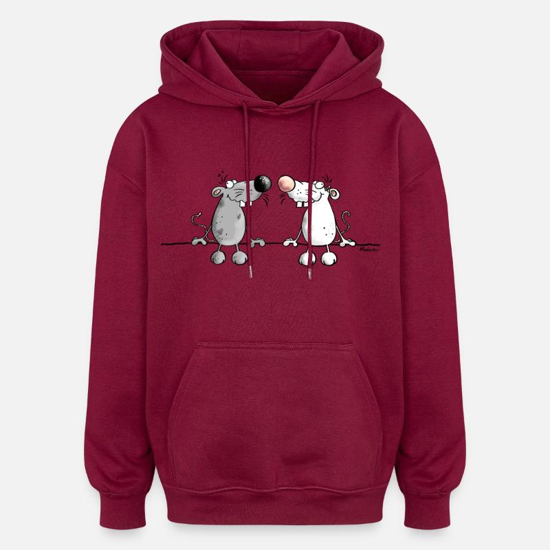 Souris dans l'amour - Sweat à capuche oversize unisexe - bordeaux