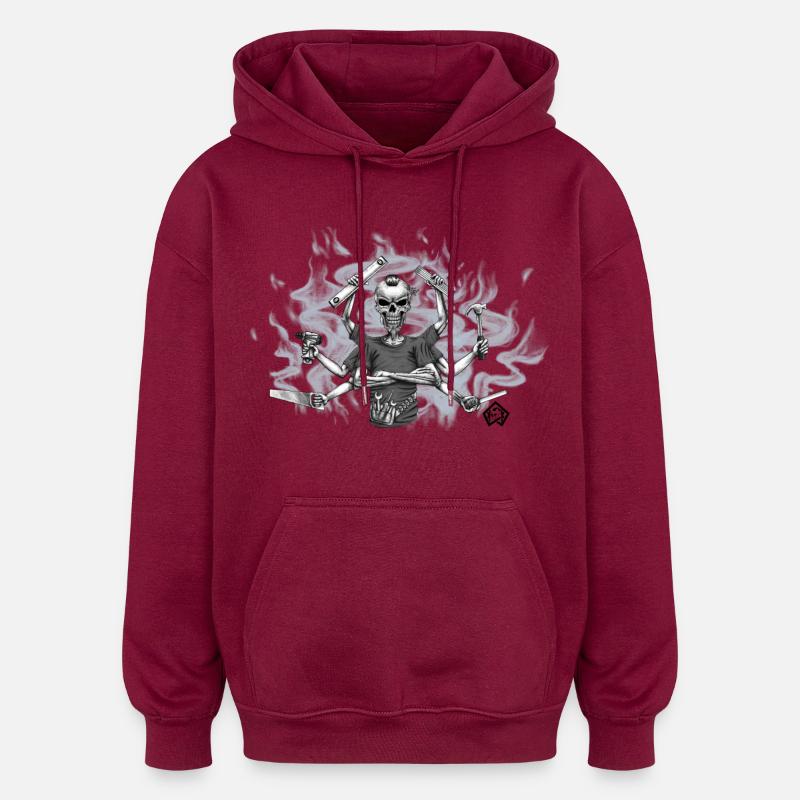 Polyvalent, polyvalent, gardien, artisan - Sweat à capuche oversize unisexe - bordeaux