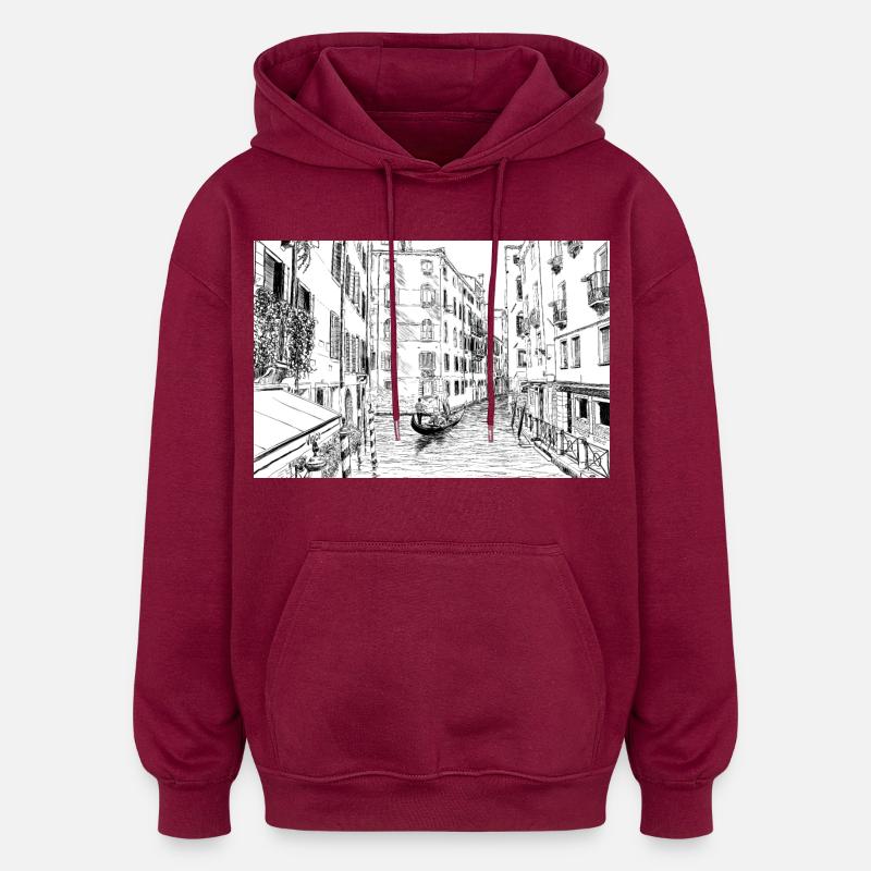 Venise - Sweat à capuche oversize unisexe - bordeaux