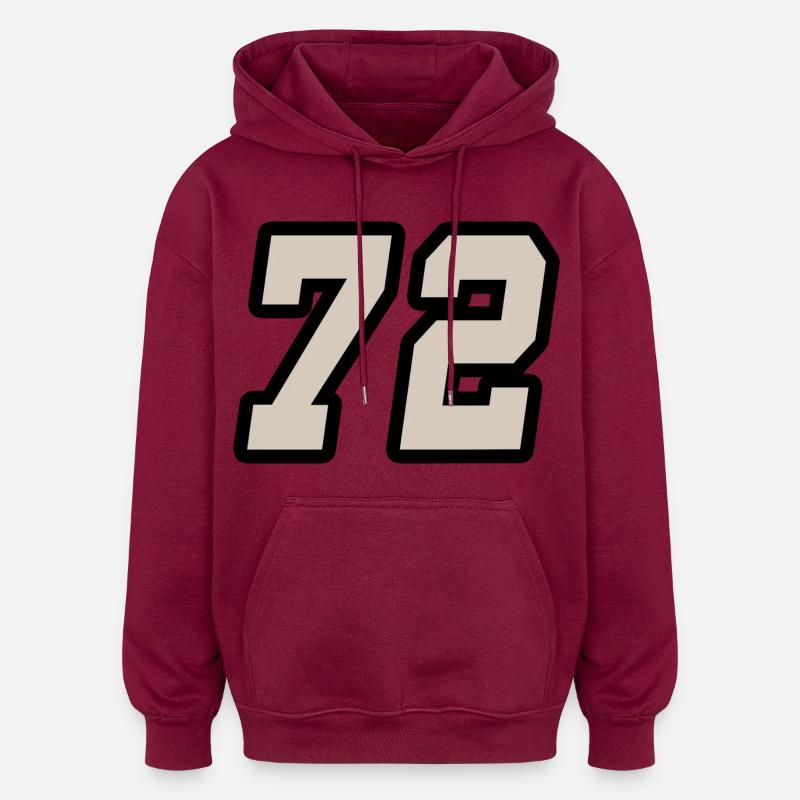 Nummer zweiundsiebzig 72 - Oversized Unisex Hoodie - Burgunderrot