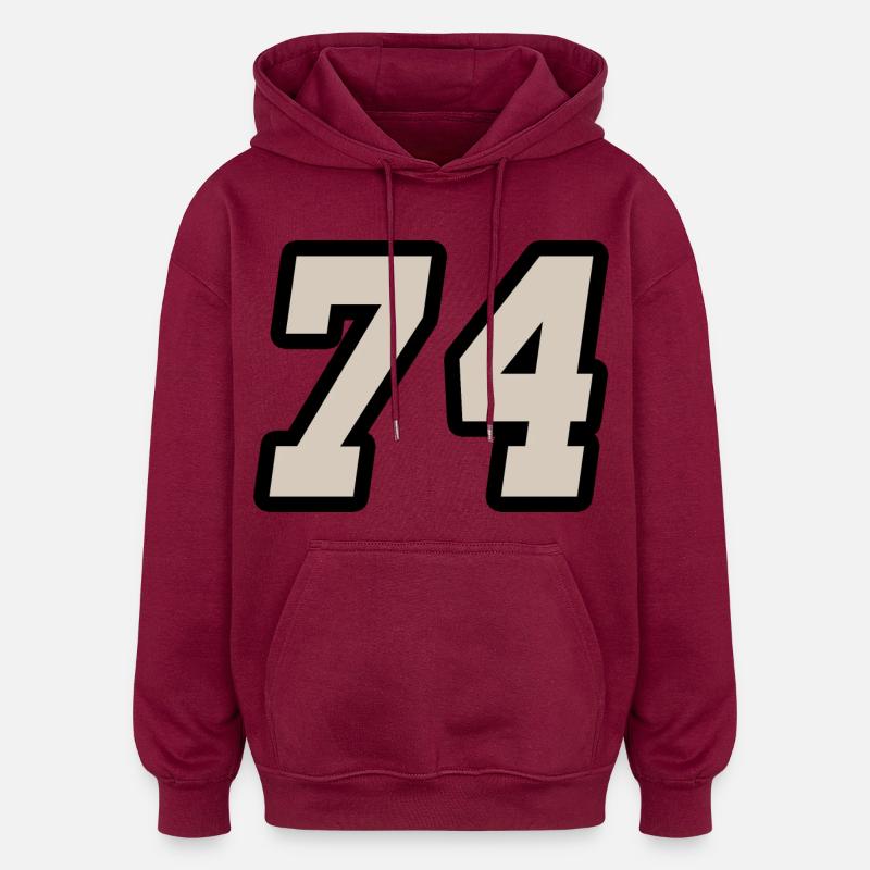 Nummer vierundsiebzig 74 - Oversized Unisex Hoodie - Burgunderrot