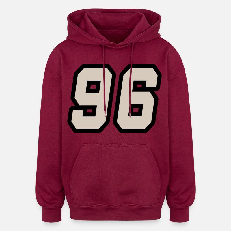 Nummer sechsundneunzig 96 - Oversized Unisex Hoodie - Burgunderrot