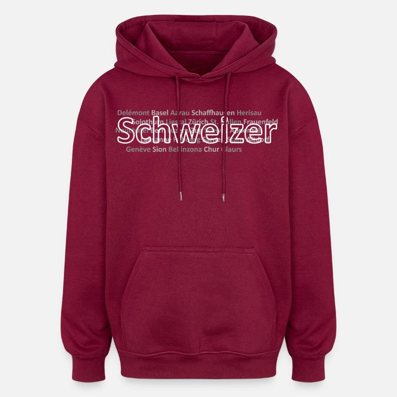 Schweizer Städte Schweizer - Oversized Unisex Hoodie - Burgunderrot