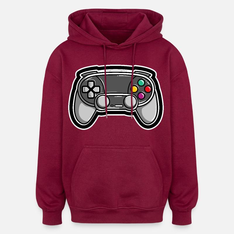 Spiel Controller - Oversized Unisex Hoodie - Burgunderrot