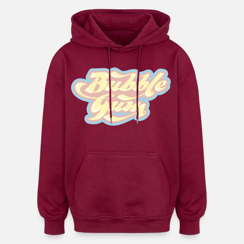 Lettrage rétro Bubblegum - Sweat à capuche oversize unisexe - bordeaux