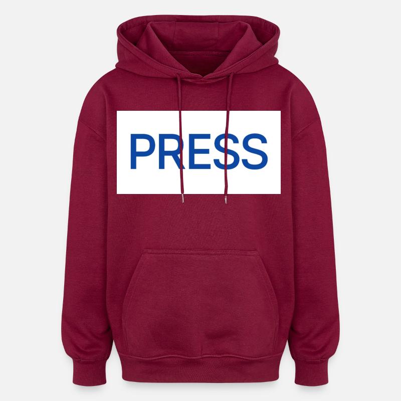 PRESS - Oversized Unisex Hoodie - burgundy