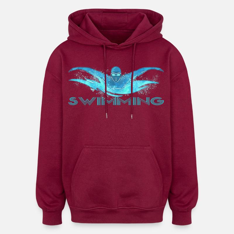 Dynamic float with water waves - Oversized Unisex Hoodie - burgundy