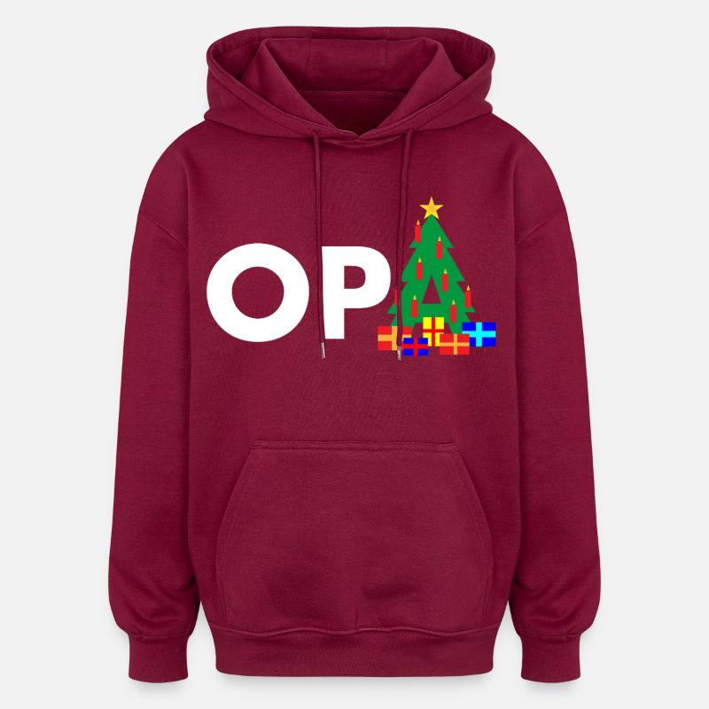 Opa Weihnachtsbaum - Oversized Unisex Hoodie - Burgunderrot