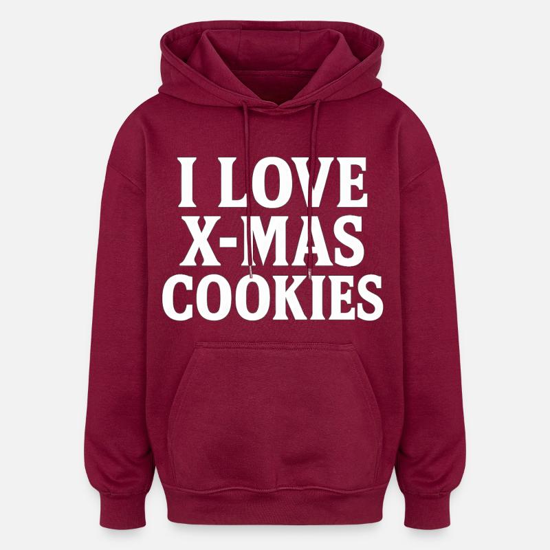 J’adore les biscuits de Noël - Sweat à capuche oversize unisexe - bordeaux