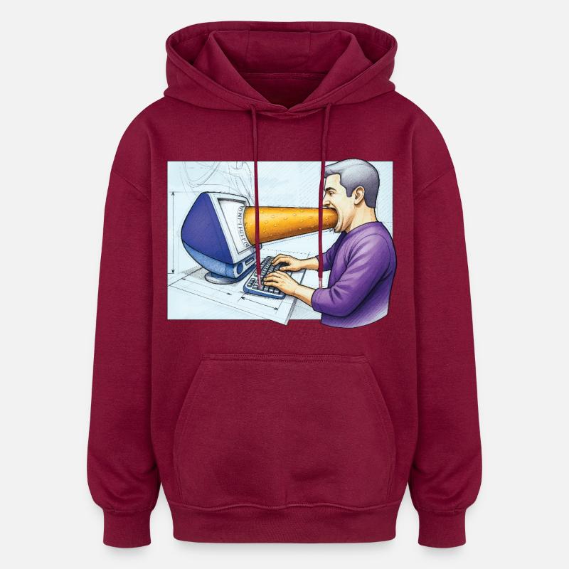COMPUTER ADDICT MAN - geek & scifi - Sweat à capuche oversize unisexe - bordeaux