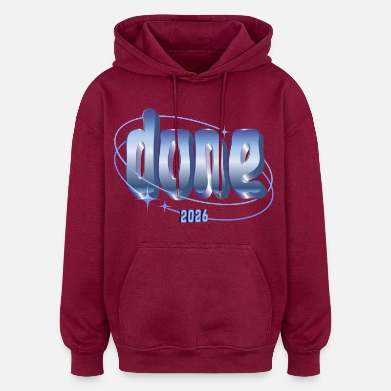 Conception orbitale 2026 réalisée - Sweat à capuche oversize unisexe - bordeaux