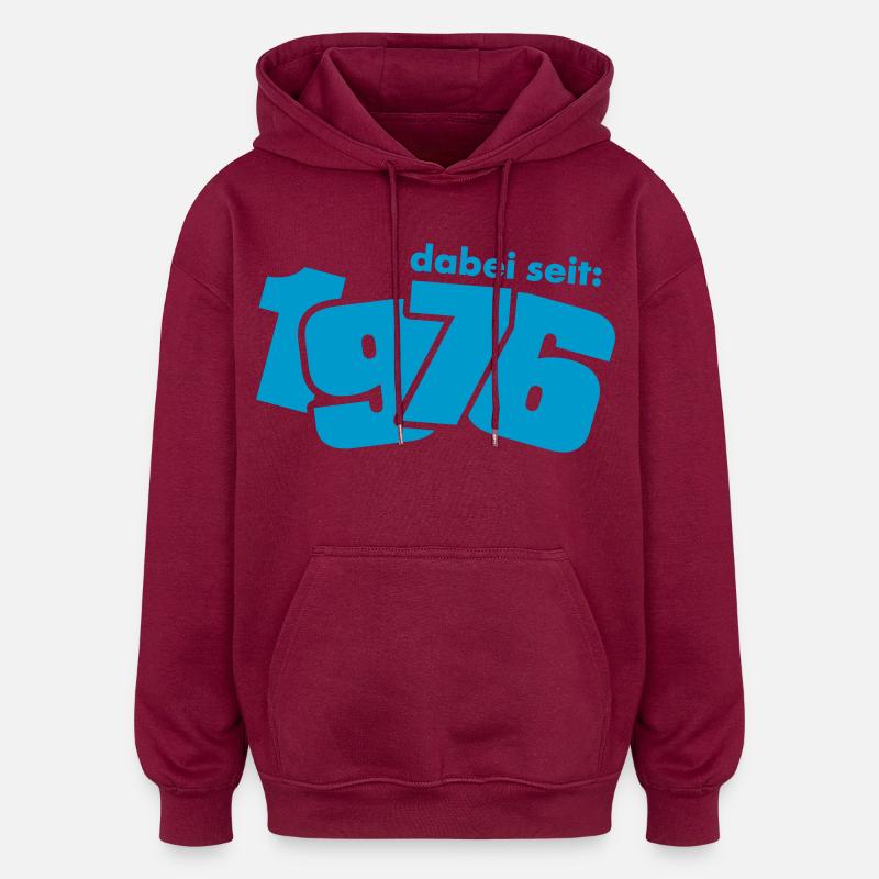 Né en 1976 - Sweat à capuche oversize unisexe - bordeaux