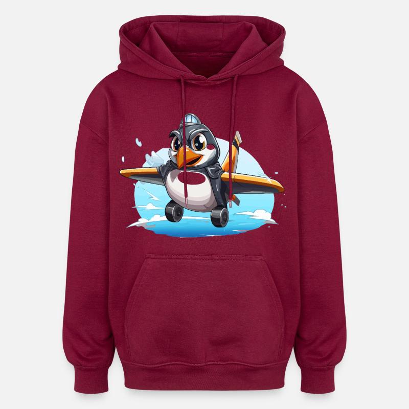 PinguinPilot Flugpinguin - Oversized Unisex Hoodie - Burgunderrot