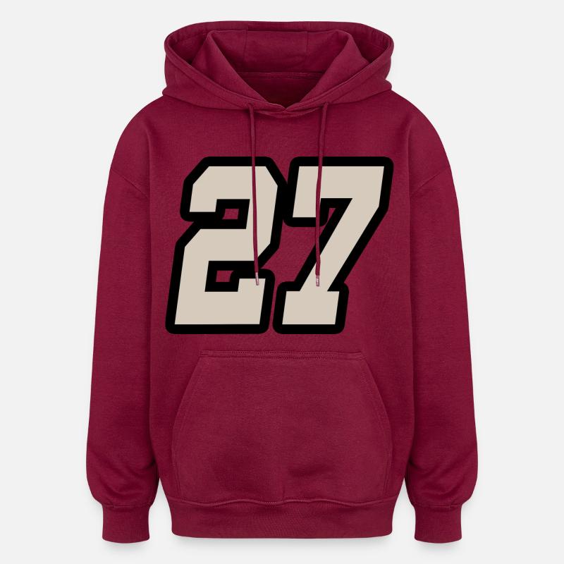 Nummer siebenundzwanzig 27 - Oversized Unisex Hoodie - Burgunderrot