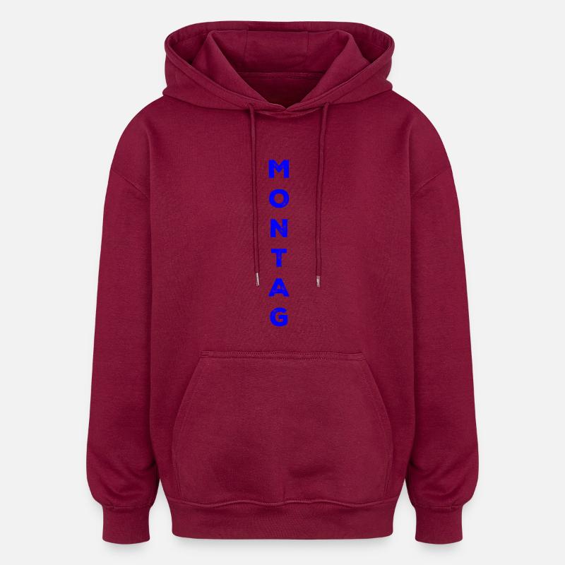 Lundi - bleu - Sweat à capuche oversize unisexe - bordeaux