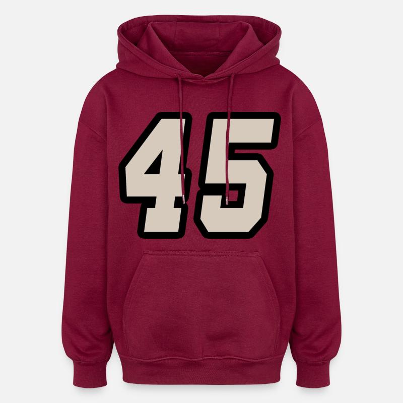 Nummer fünfundvierzig 45 - Oversized Unisex Hoodie - Burgunderrot