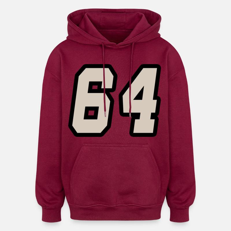 Nummer vierundsechzig 64 - Oversized Unisex Hoodie - Burgunderrot