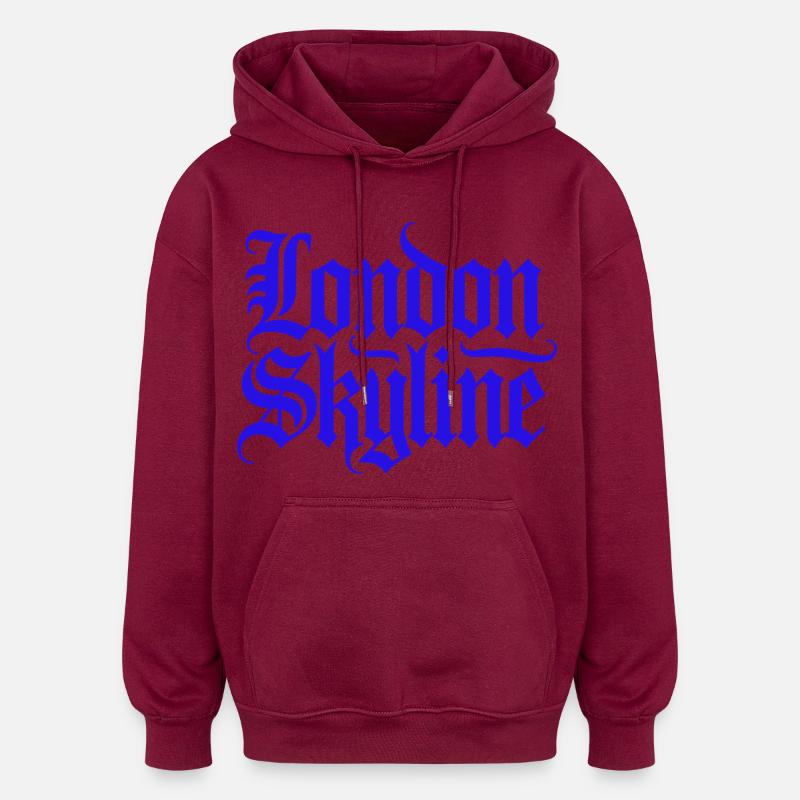Skyline de Londres - Sweat à capuche oversize unisexe - bordeaux
