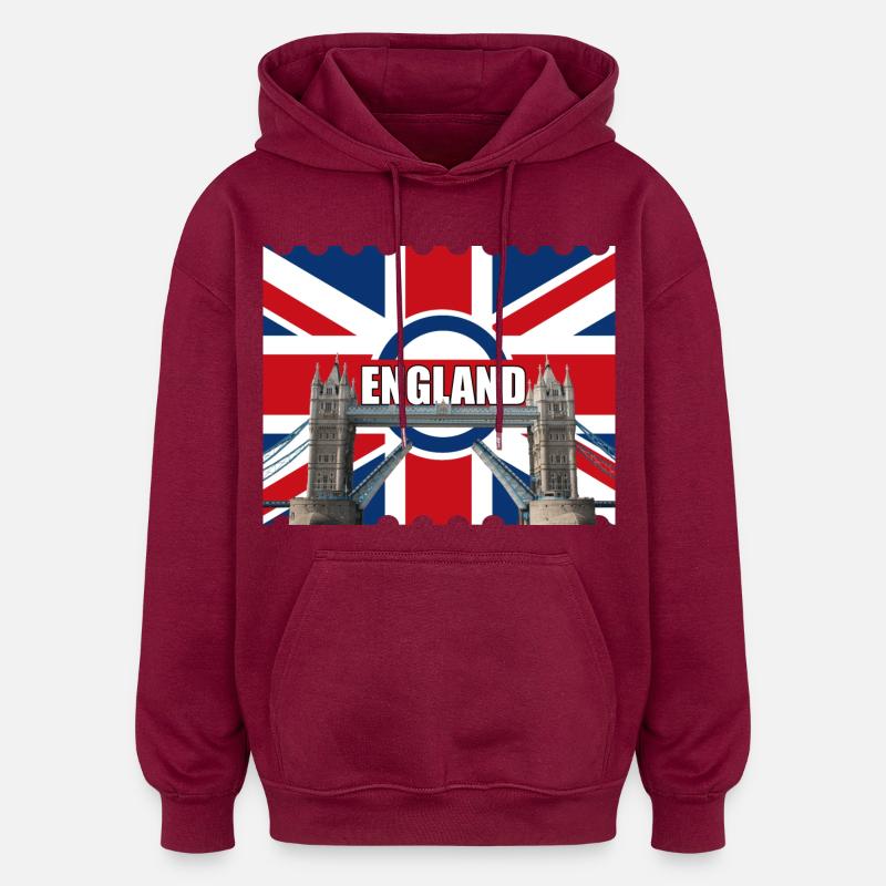 Drapeau de l’Angleterre Tower Bridge - Sweat à capuche oversize unisexe - bordeaux