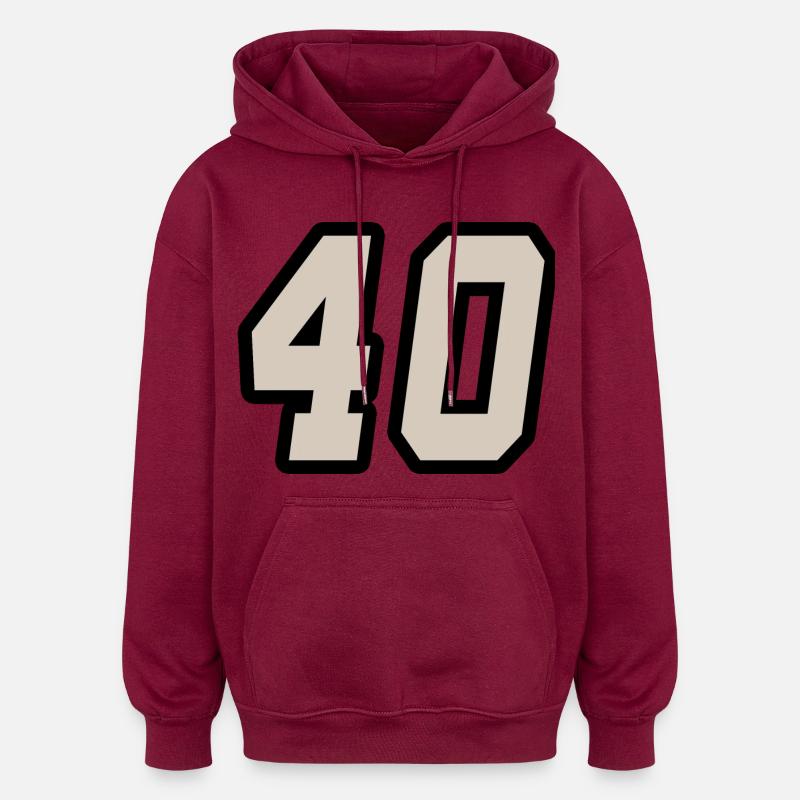 Nummer vierzig 40 - Oversized Unisex Hoodie - Burgunderrot
