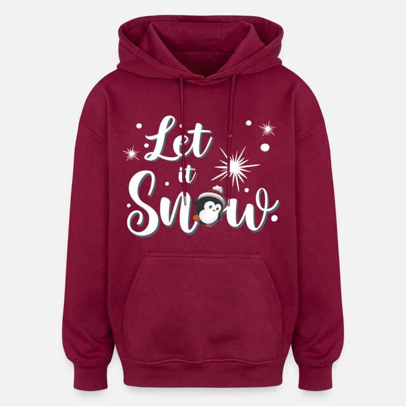 Let It Snow Pinguin - Oversized Unisex Hoodie - Burgunderrot