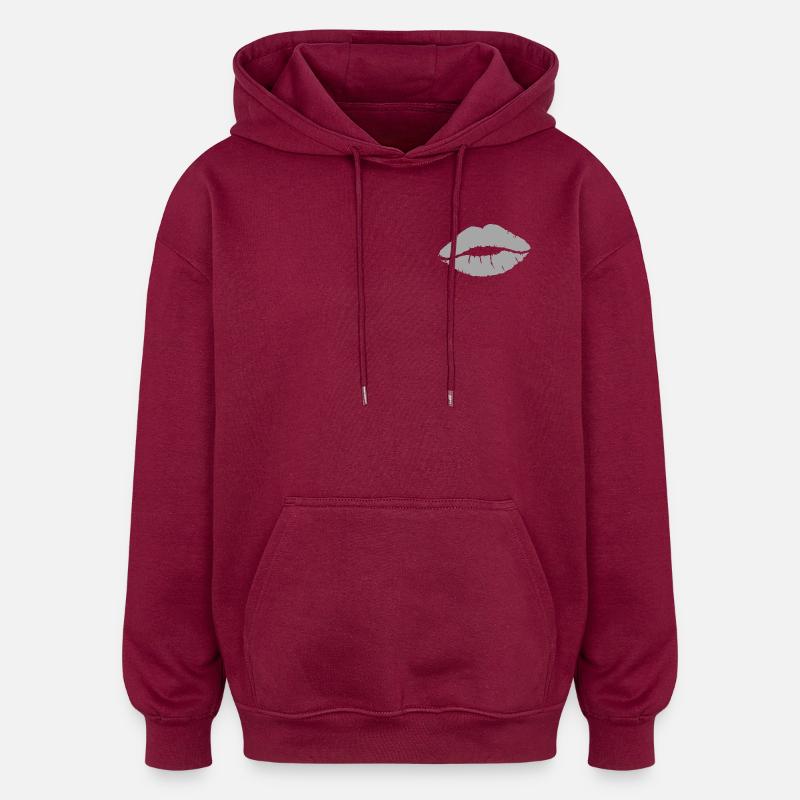 Baiser Gris - Sweat à capuche oversize unisexe - bordeaux