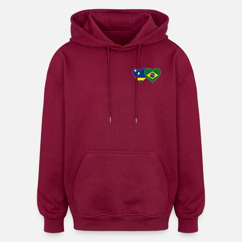 Curacao_Brasilien_Flagge_Herz - Sweat à capuche oversize unisexe - bordeaux