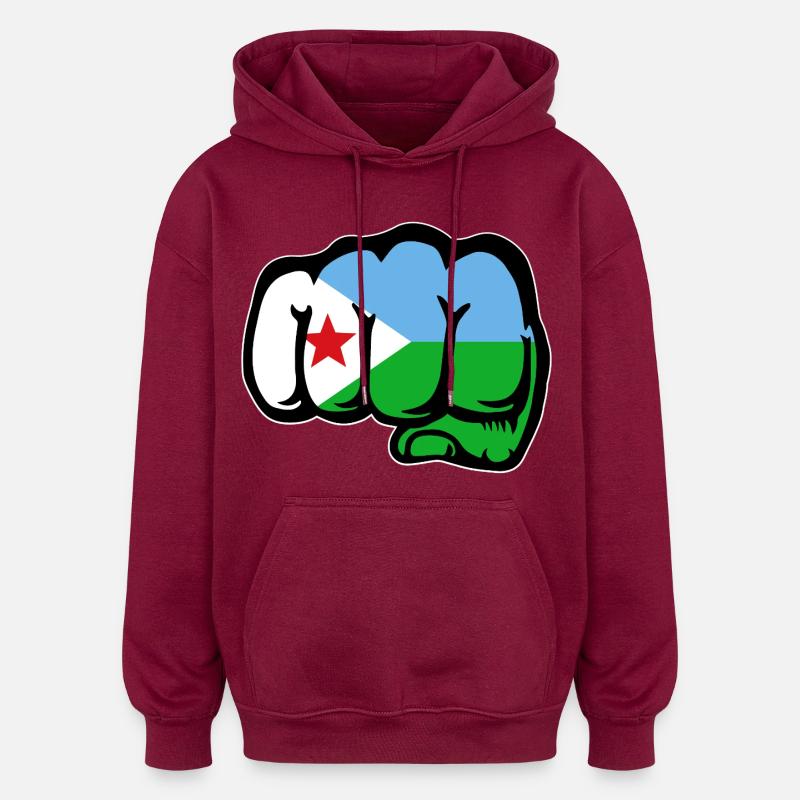 Poing du drapeau de Djibouti - Sweat à capuche oversize unisexe - bordeaux