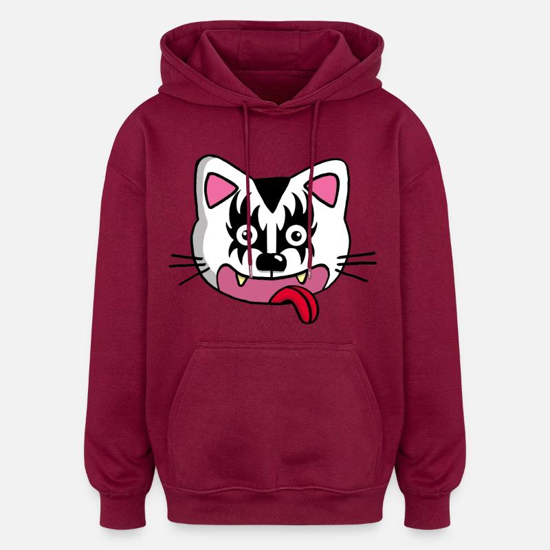 Chat mignon mais démoniaque - Sweat à capuche oversize unisexe - bordeaux