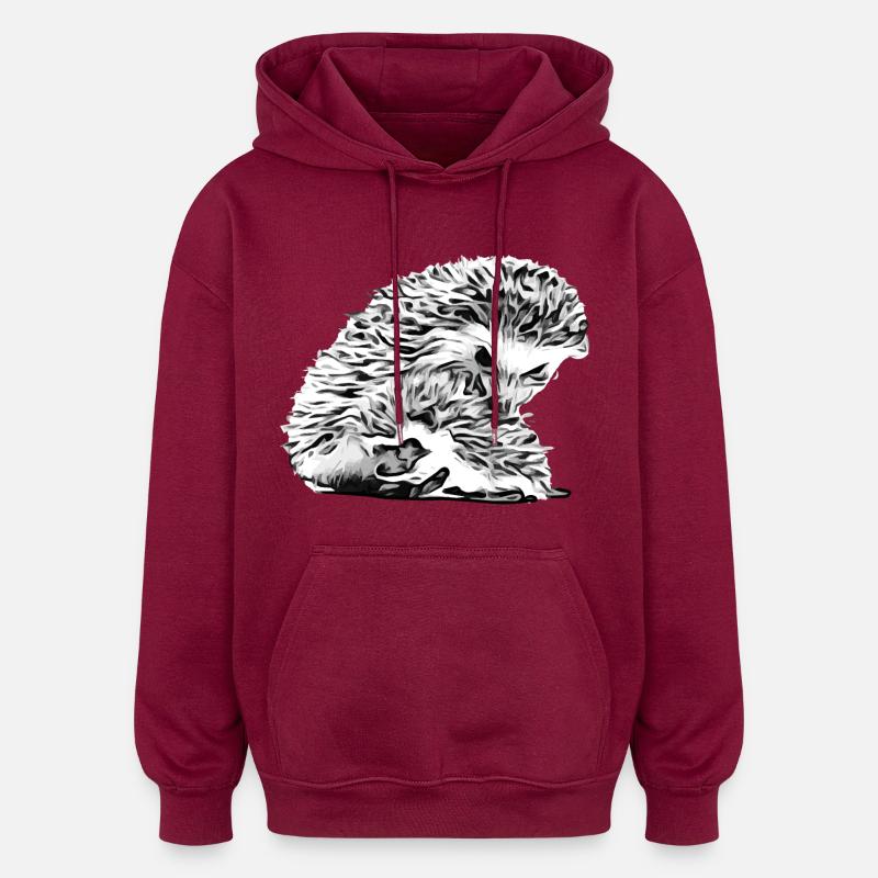 Maman hérisson avec bébé hérisson - Sweat à capuche oversize unisexe - bordeaux