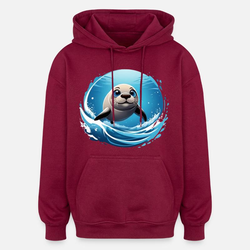 Phoque - Sweat à capuche oversize unisexe - bordeaux