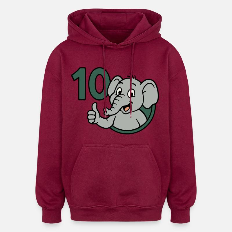 Puissance du tronc avec 10 - Sweat à capuche oversize unisexe - bordeaux