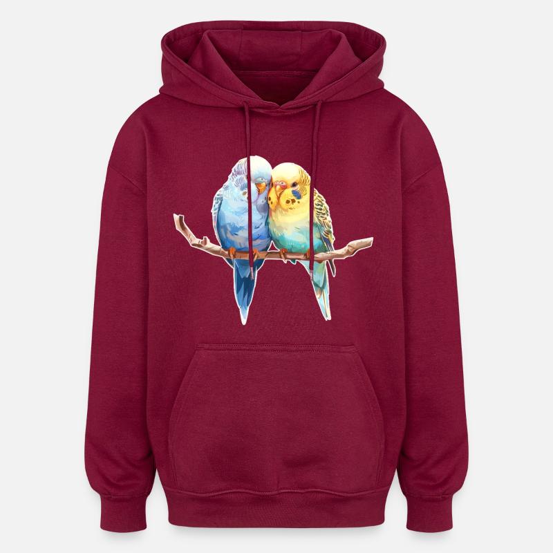 Paire de perruches - Sweat à capuche oversize unisexe - bordeaux