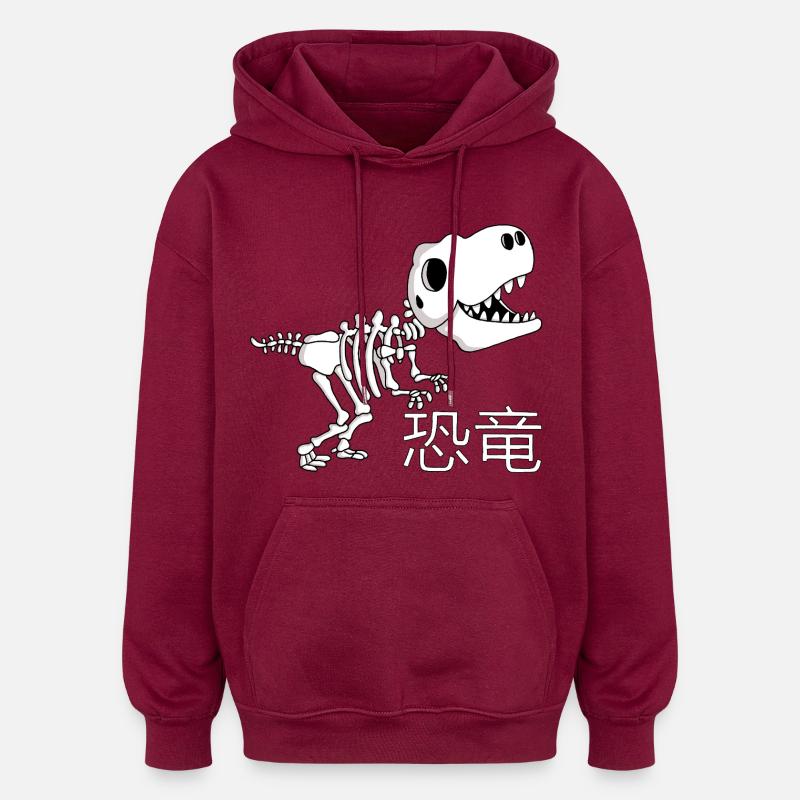 T Rex Squelette Dinosaure  - Sweat à capuche oversize unisexe - bordeaux