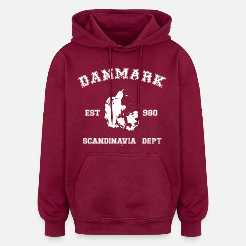 Danmark - Sweat à capuche oversize unisexe - bordeaux